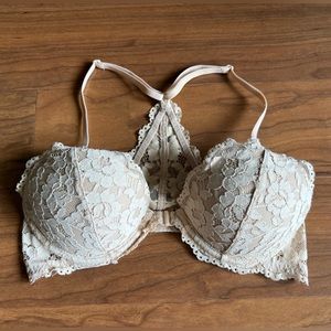 PINK Nude Front Closure Lace T-shirt Bra